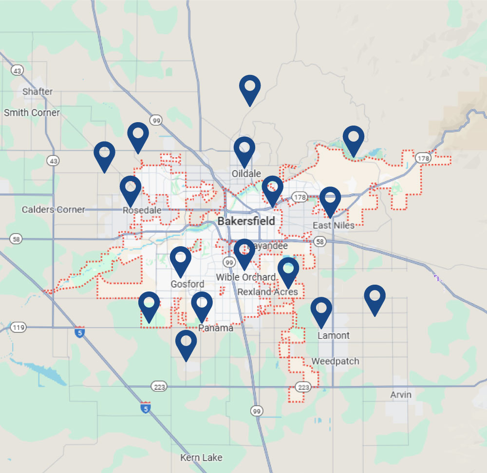 5 we serve bakersfield and surrounding areas in california